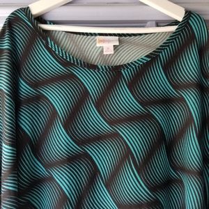 LulaRoe teal and black Irma top, medium